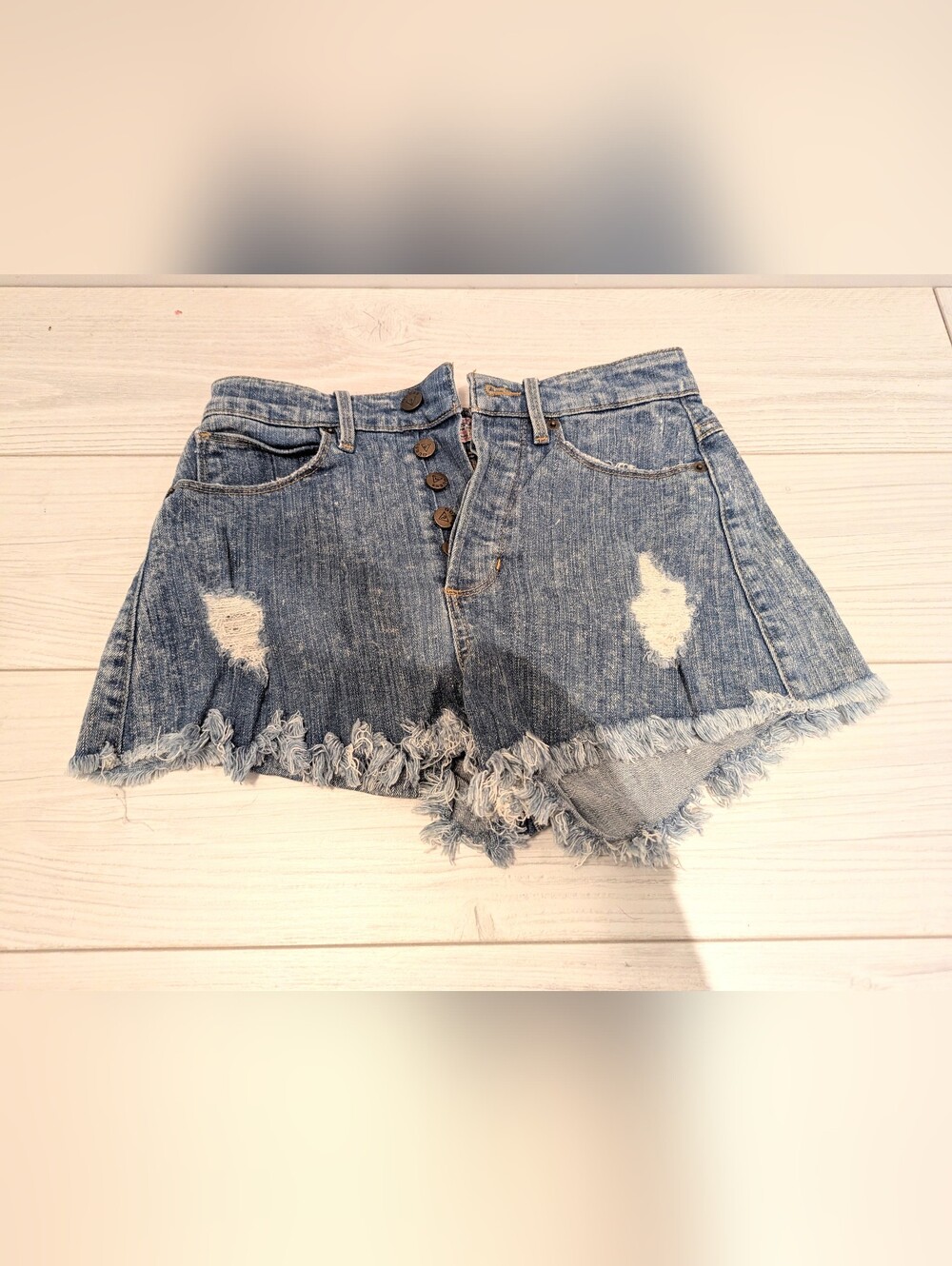 Guess Distressed Blue Denim High-Rise Shorts